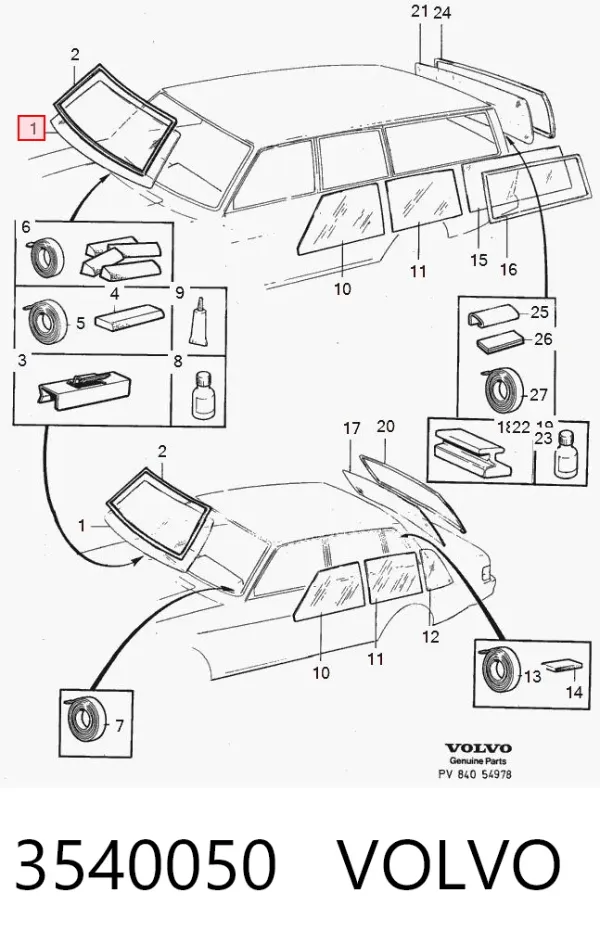 Лобовое стекло 3540050 Volvo