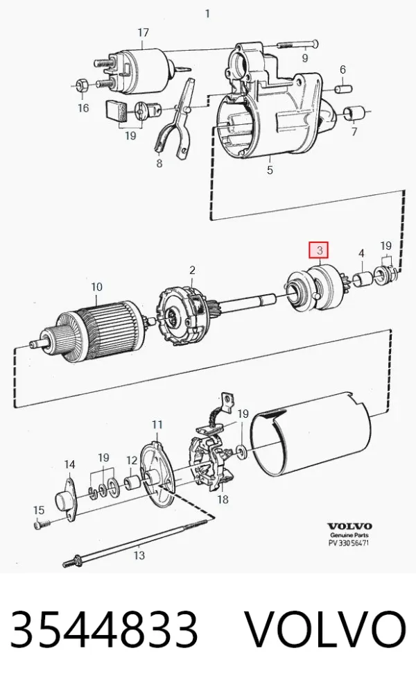 Бендикс стартера 3544833 Volvo