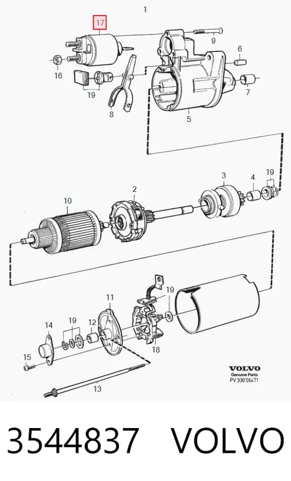 Втягивающее реле стартера 3544837 Volvo