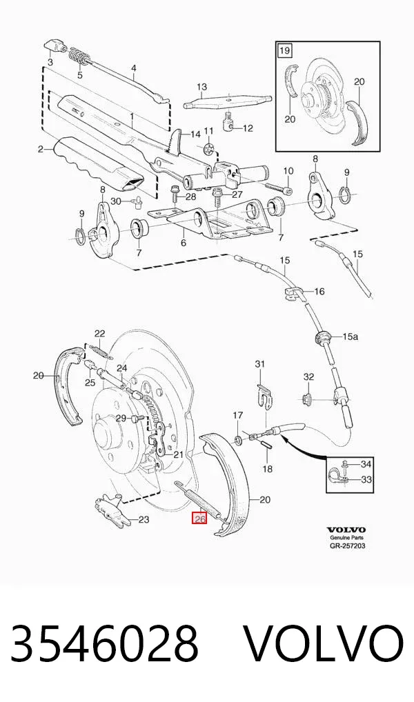 Монтажный комплект задних барабанных колодок 3546028 Volvo