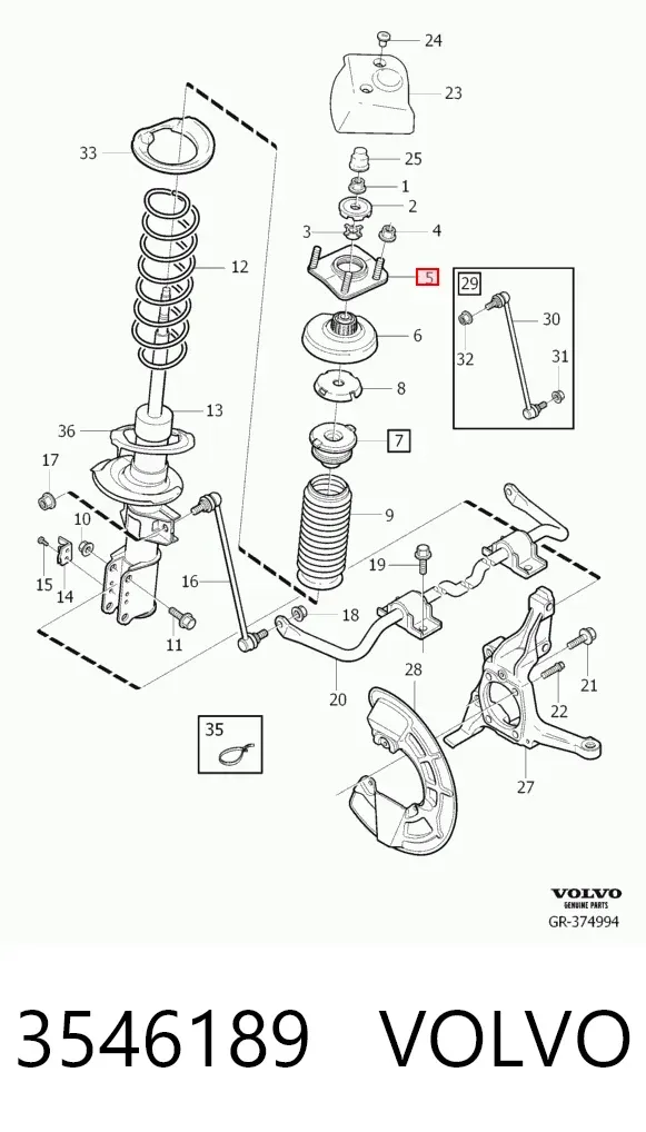 Опора переднего амортизатора 3546189 Volvo