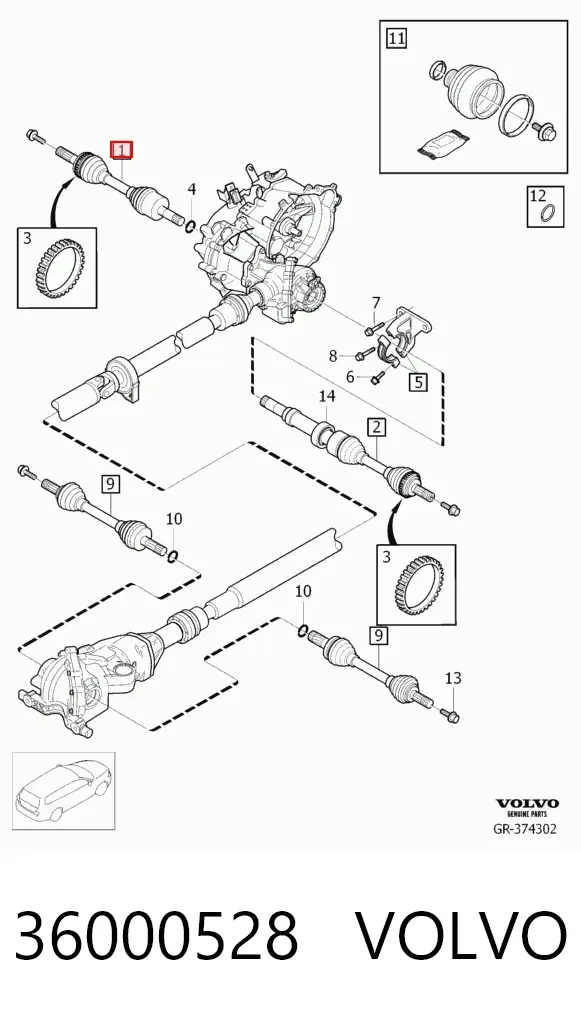 Левая полуось 36000528 Volvo