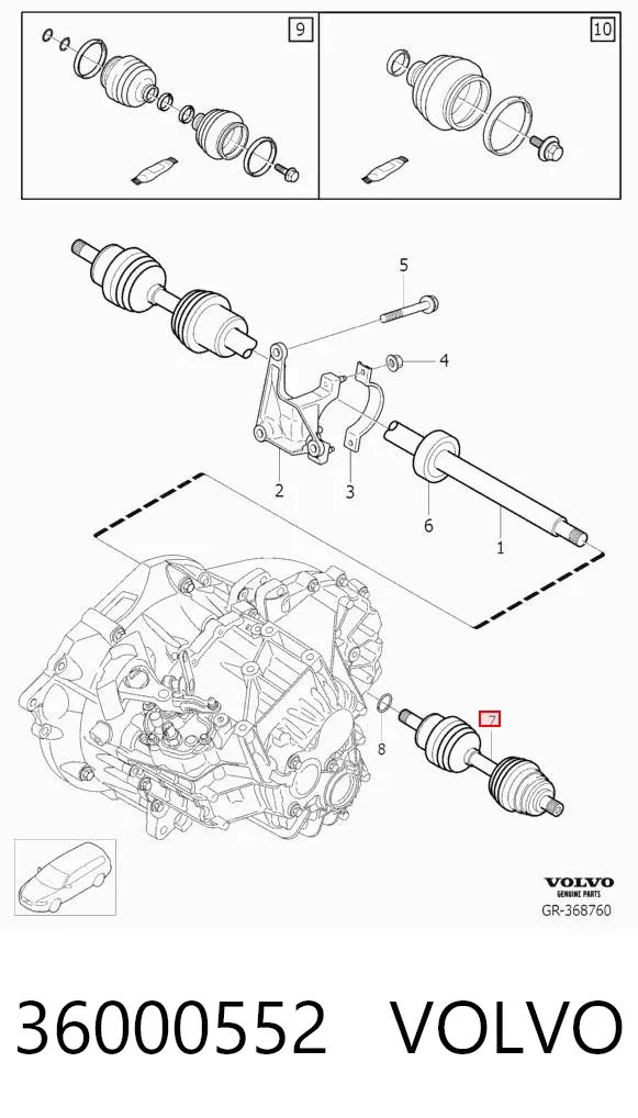Левая полуось 36000552 Volvo