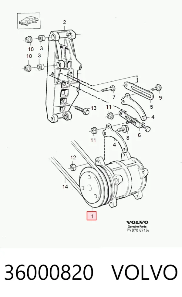 Компрессор кондиционера 36000820 Volvo