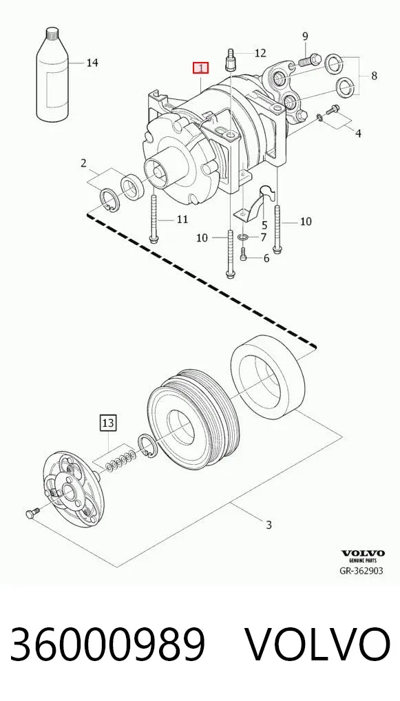 Компрессор кондиционера 36000989 Volvo