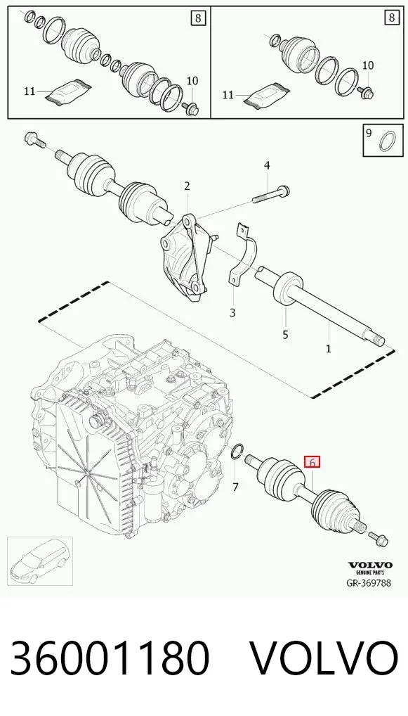 Левая полуось 36001180 Volvo