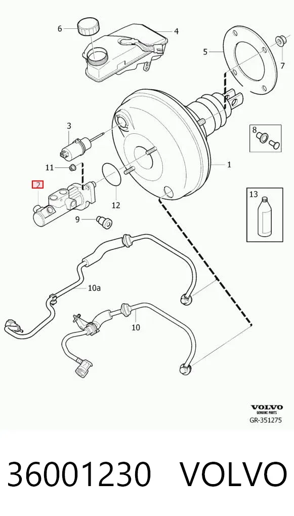 Главный тормозной цилиндр 36001230 Volvo