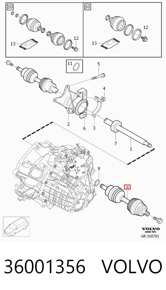 Левая полуось 36001356 Volvo