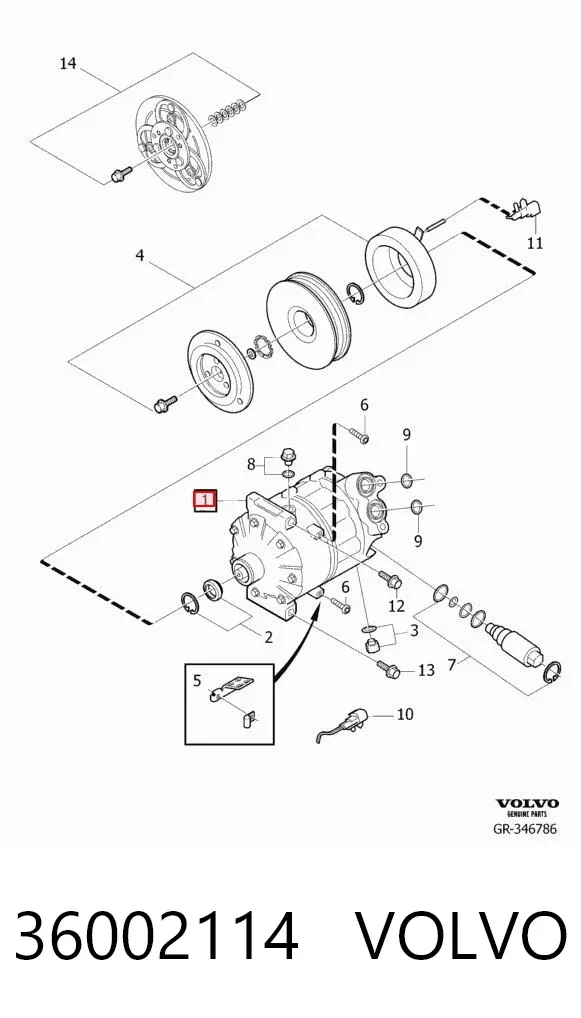 Компрессор кондиционера 36002114 Volvo