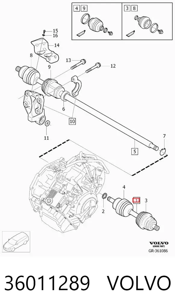Левая полуось 36011289 Volvo