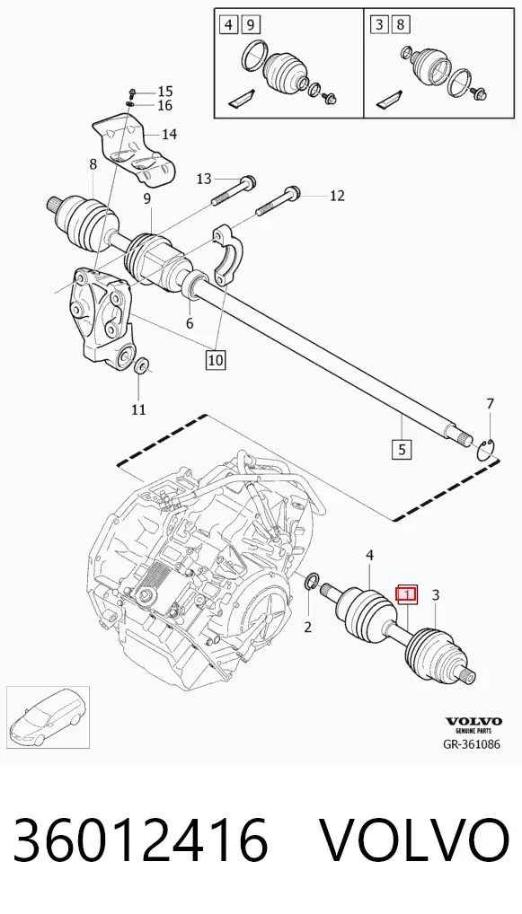 Левая полуось 36012416 Volvo