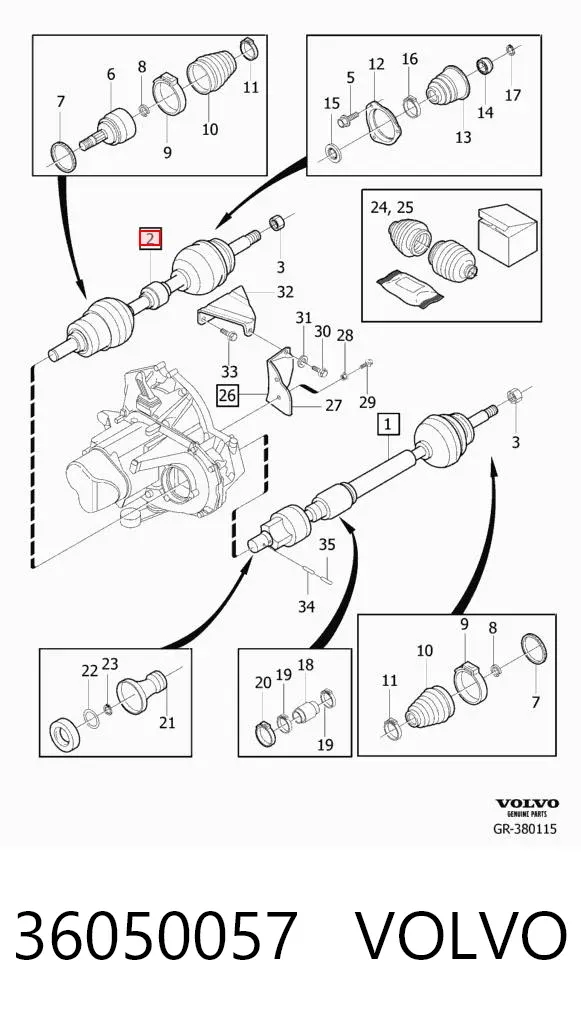Левая полуось 36050057 Volvo
