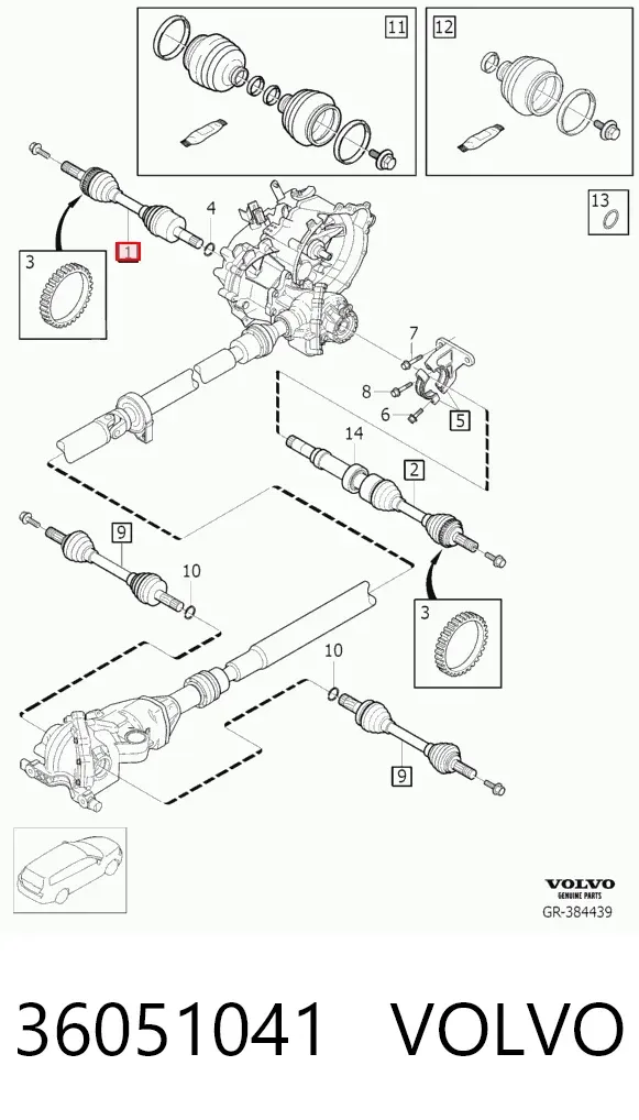 Левая полуось 36051041 Volvo