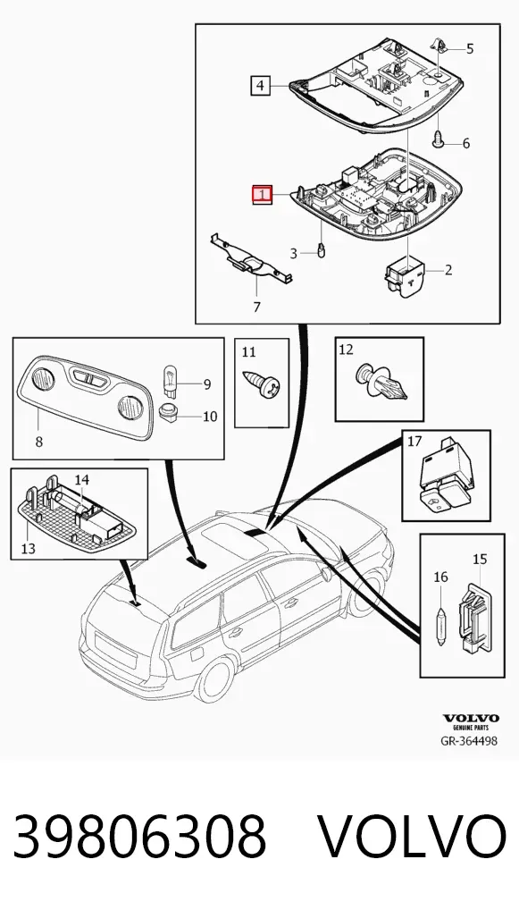 Плафон салона 39806308 Volvo