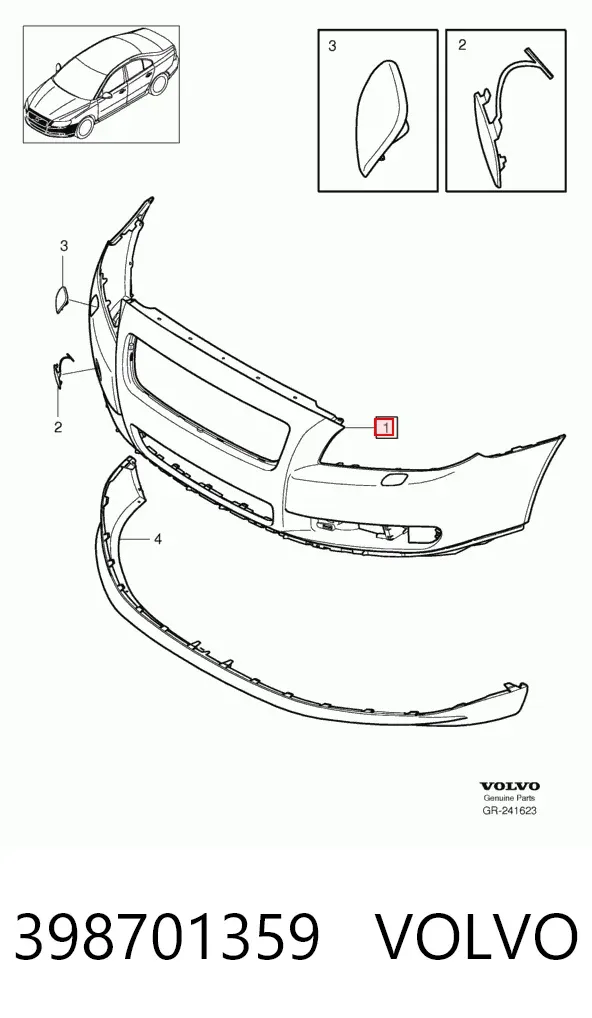 Передний бампер 398701359 Volvo