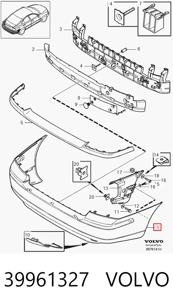Задний бампер 39961327 Volvo