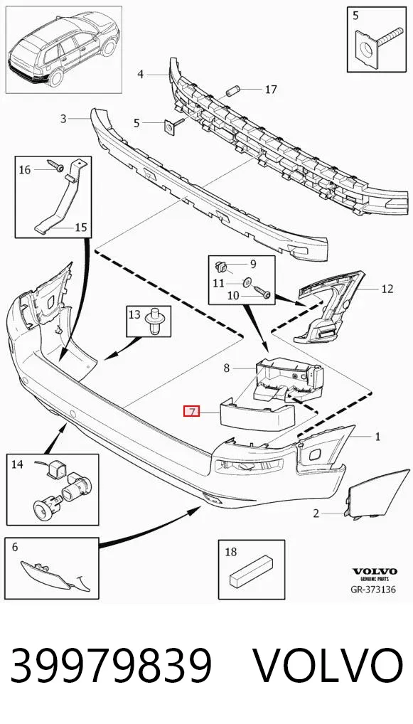 Накладка бампера заднего левая 39979839 Volvo