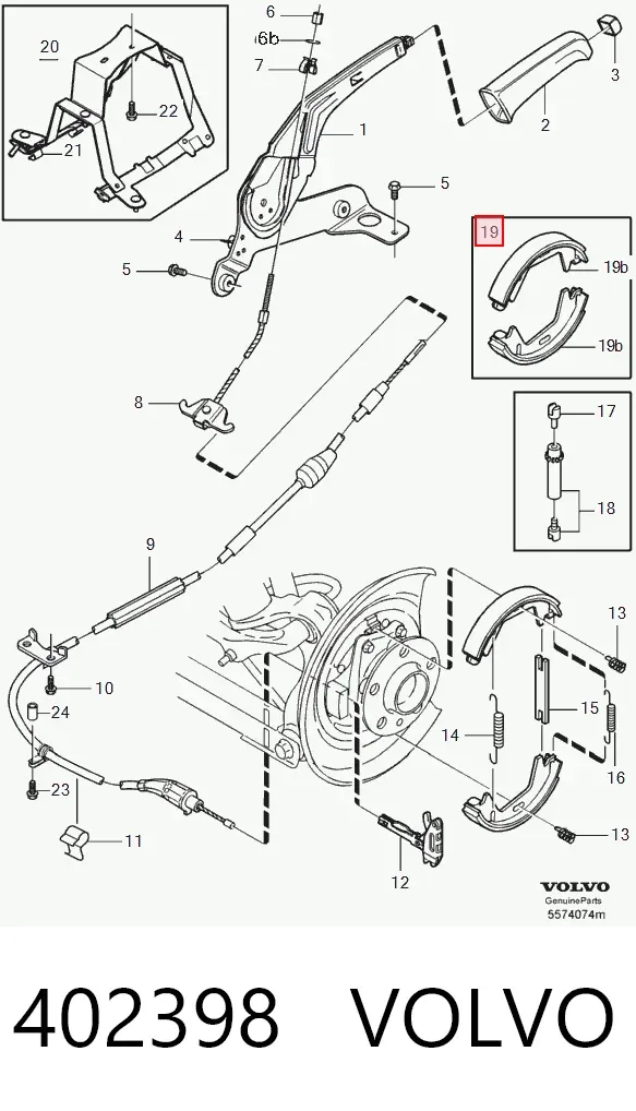 Колодки ручника 402398 Volvo