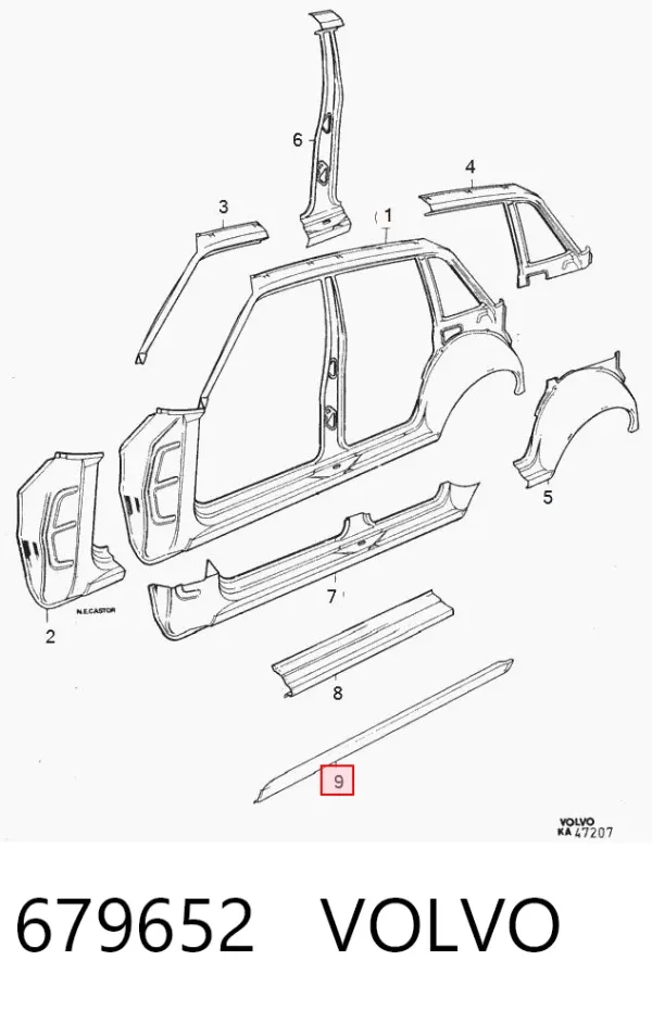 Порог внешний левый Volvo 240 P242, P244