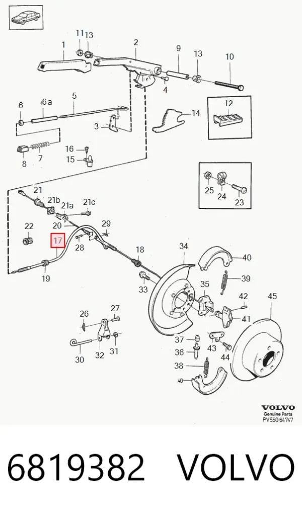 Трос ручника 6819382 Volvo