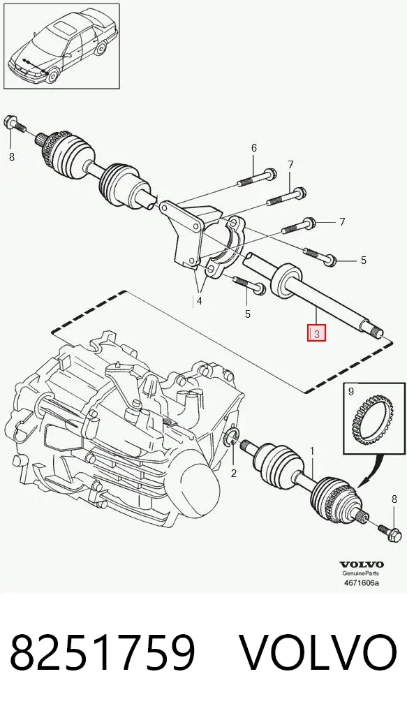 Правая полуось 8251759 Volvo