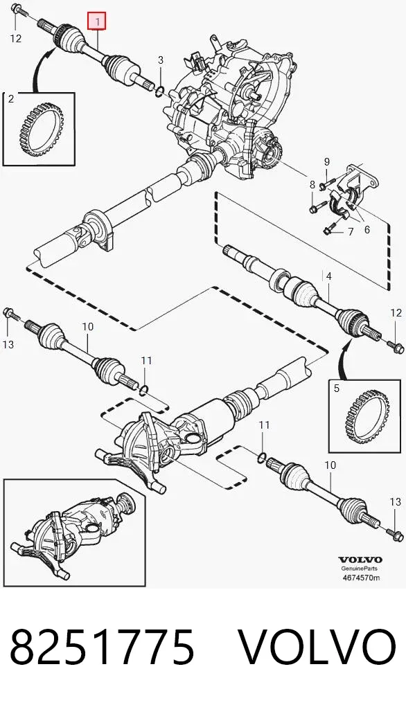 Левая полуось 8251775 Volvo