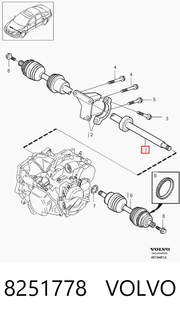 Правая полуось 8251778 Volvo
