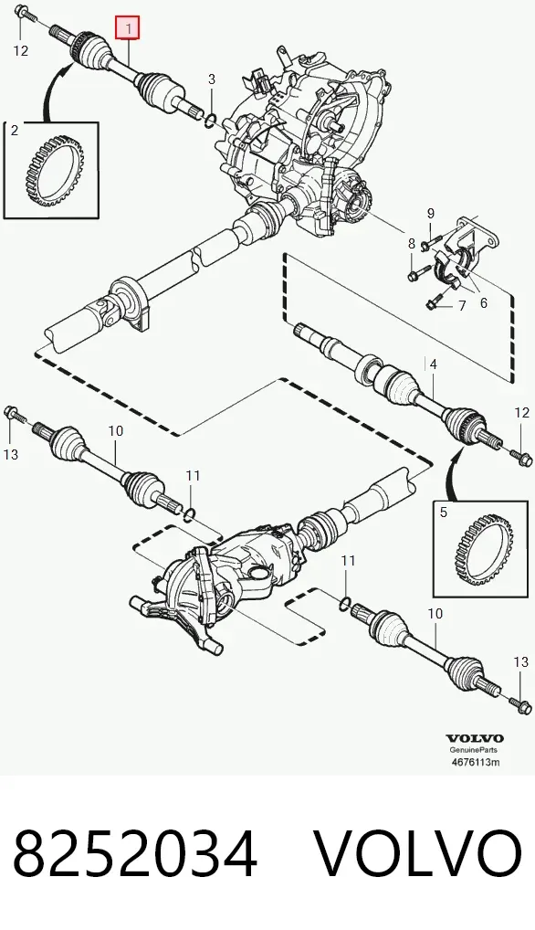 Левая полуось 8252034 Volvo