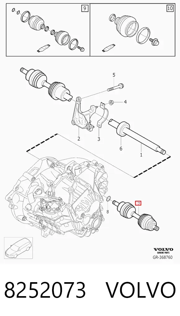 Левая полуось 8252073 Volvo