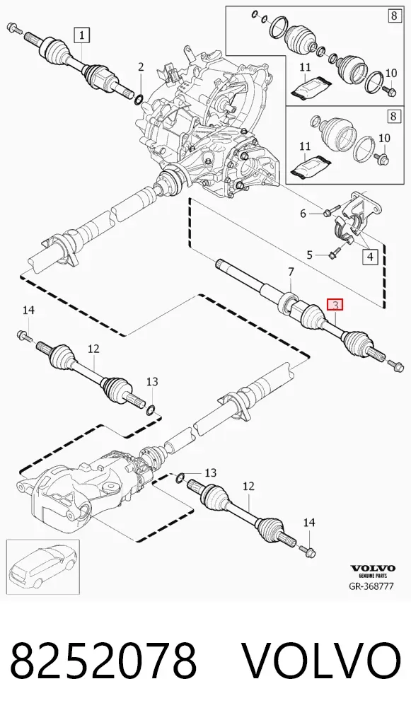 Правая полуось 8252078 Volvo
