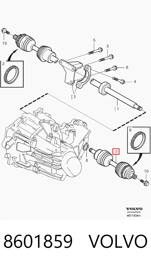 Левая полуось 8601859 Volvo