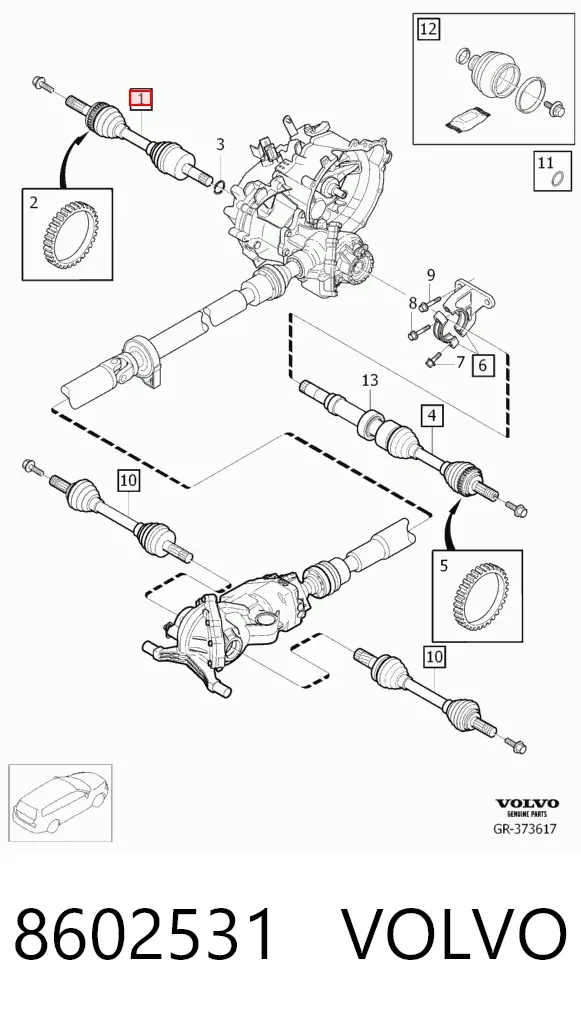 Левая полуось 8602531 Volvo