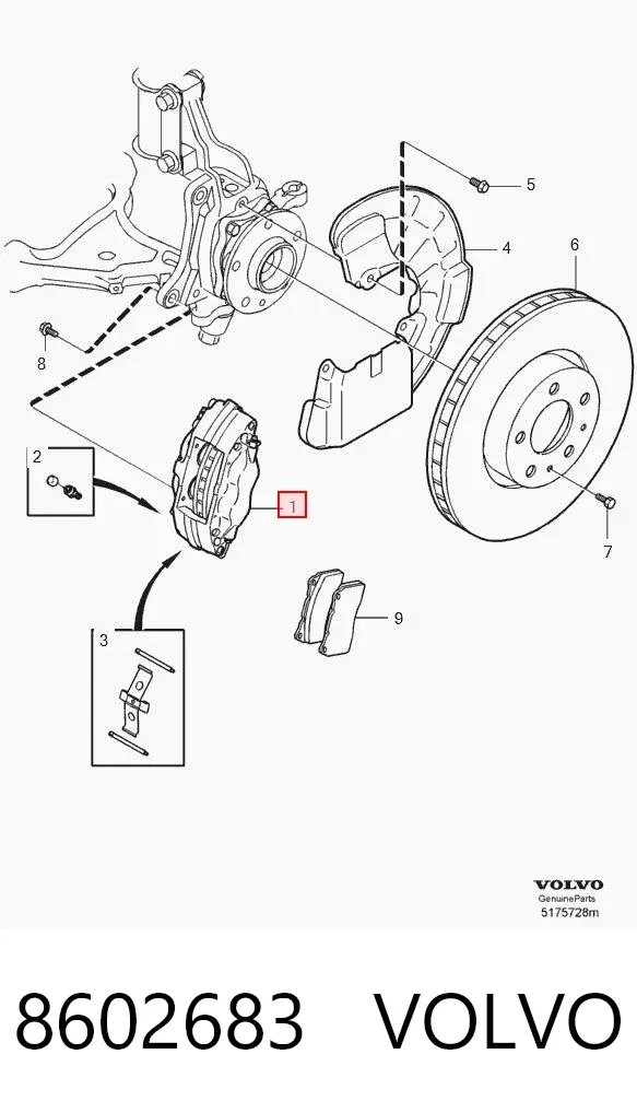 Суппорт тормозной передний правый 8602683 Volvo