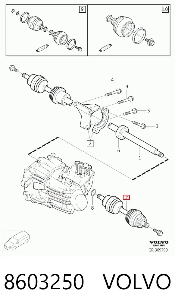 Левая полуось 8603250 Volvo