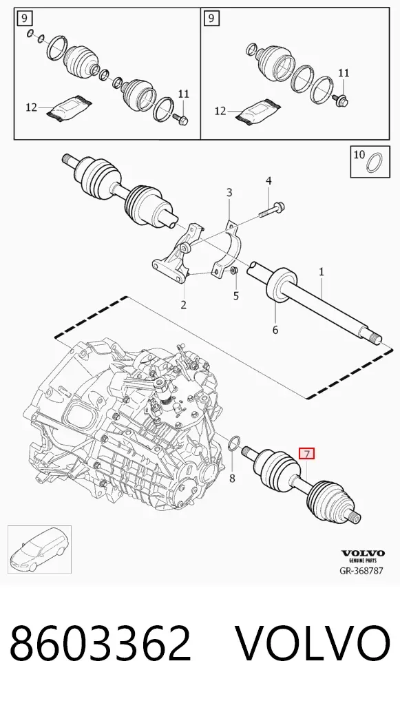 Левая полуось 8603362 Volvo