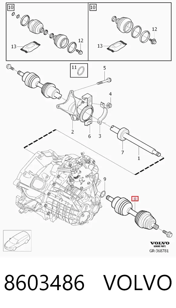 Левая полуось 8603486 Volvo