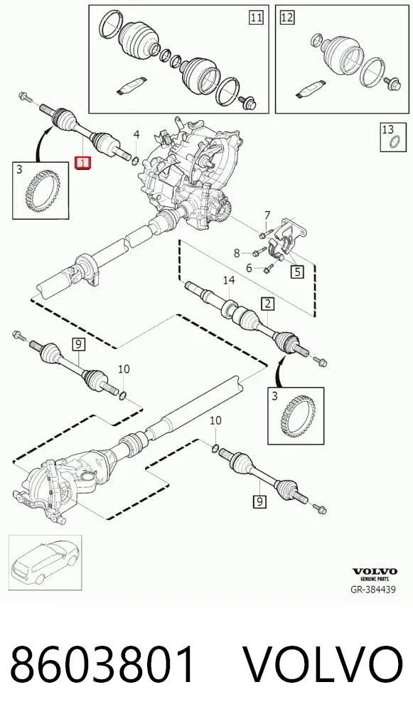 Левая полуось 8603801 Volvo