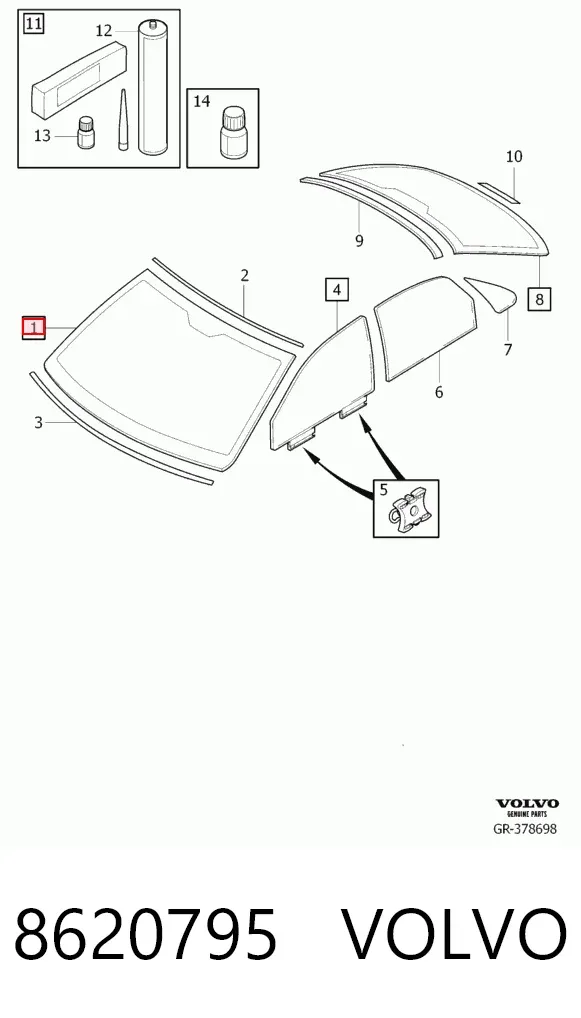 Уплотнитель лобового стекла 8620795 Volvo