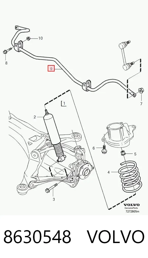 Стабилизатор задний 8630548 Volvo