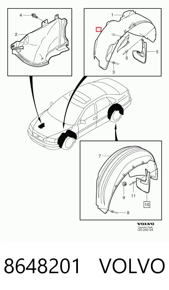 Подкрылок передний правый Volvo S80 I