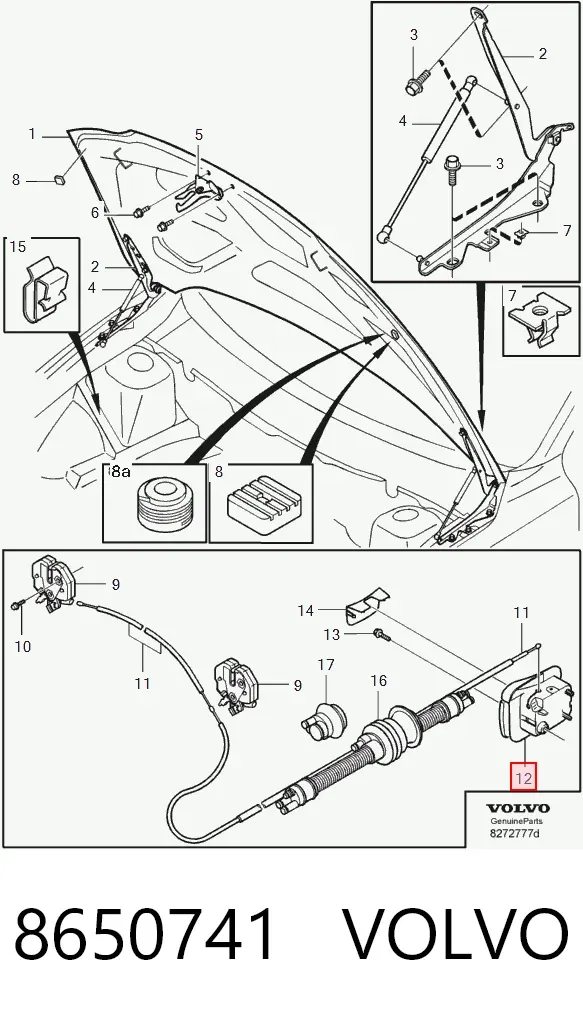 Ручка открывания капота 8650741 Volvo