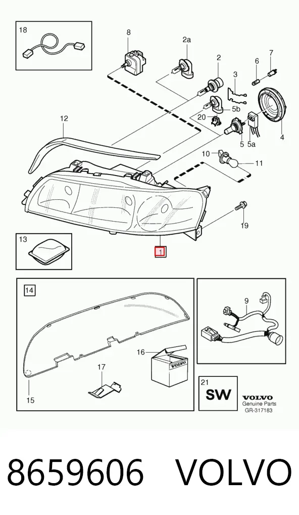 Левая фара 8659606 Volvo