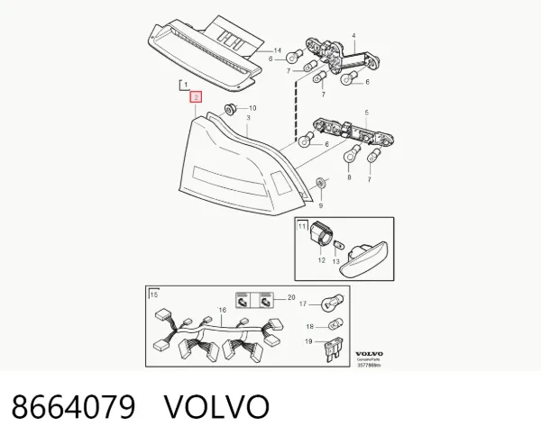 Фонарь задний левый 8664079 Volvo