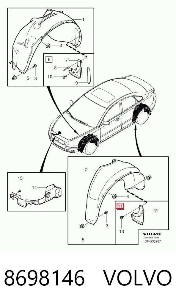 Задние брызговики 8698146 Volvo