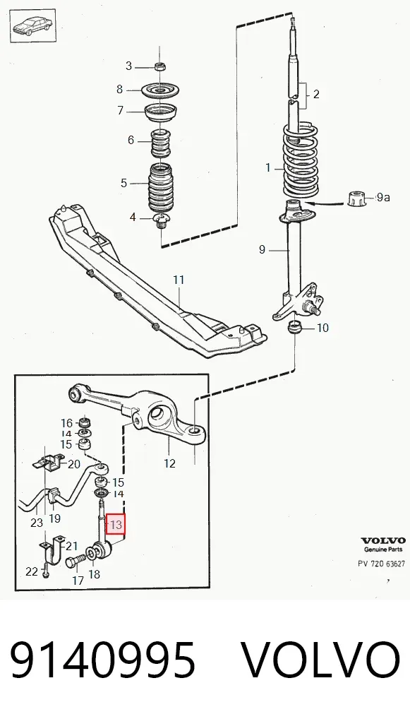 Стойка переднего стабилизатора 9140995 Volvo
