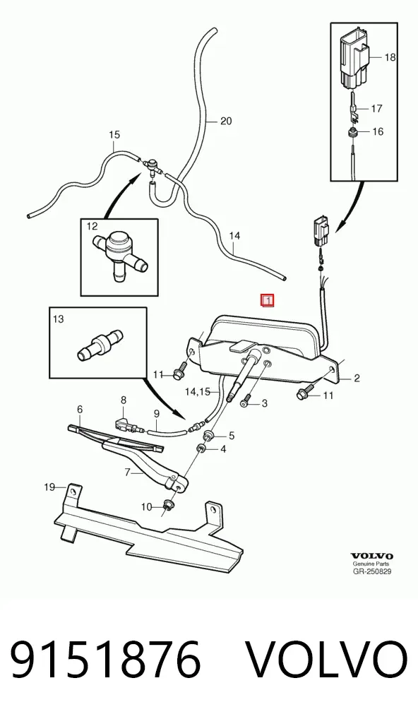 Мотор привода стеклоочистителя фары левой 9151876 Volvo