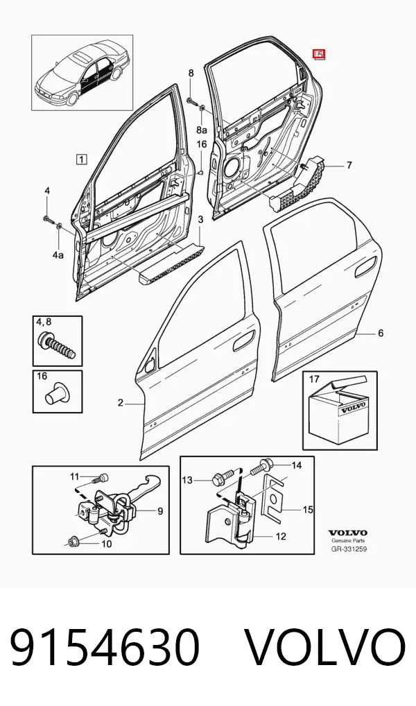 Дверь задняя левая 9154630 Volvo