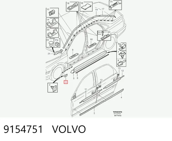 Молдинг крыла переднего левого 9154751 Volvo