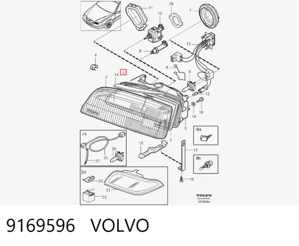 Левая фара 9169596 Volvo