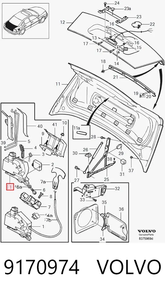 Замок открывания лючка бензобака 9170974 Volvo